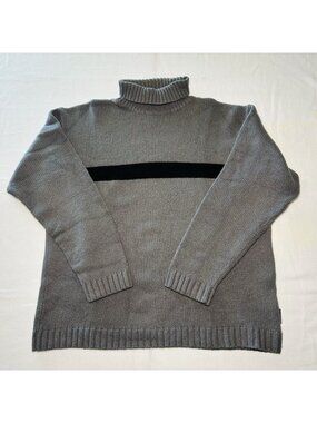 Timberland Sweater Mens Large Gray Lambswool Mock Neck Chunky Knit Pullover XXL